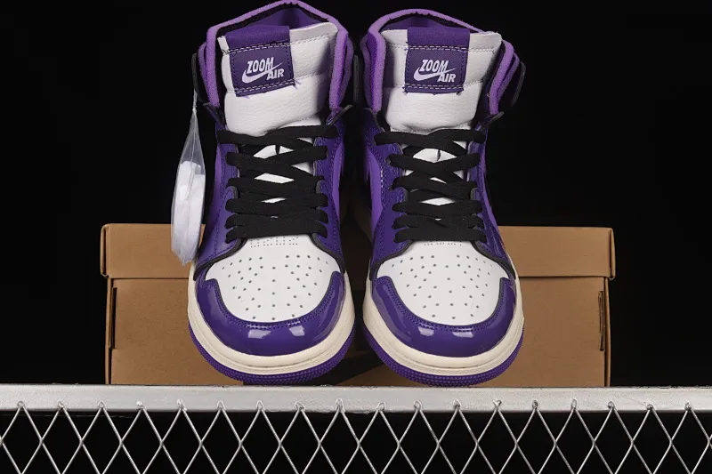 All categories Air Jordan Jordan series basketball shoes Air Jordan 1 High Air Jordan 1 Zoom CMFT AJ Joe 1 black and purple color CT0979-505